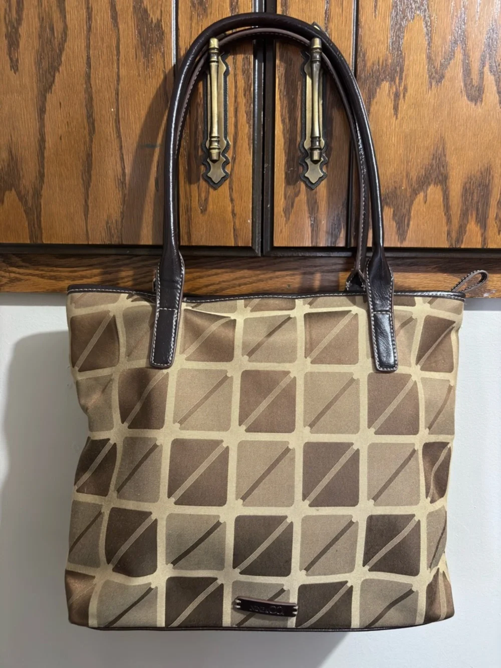 Nine West Vintage Fabric Tote Purse Buckle Double Handles